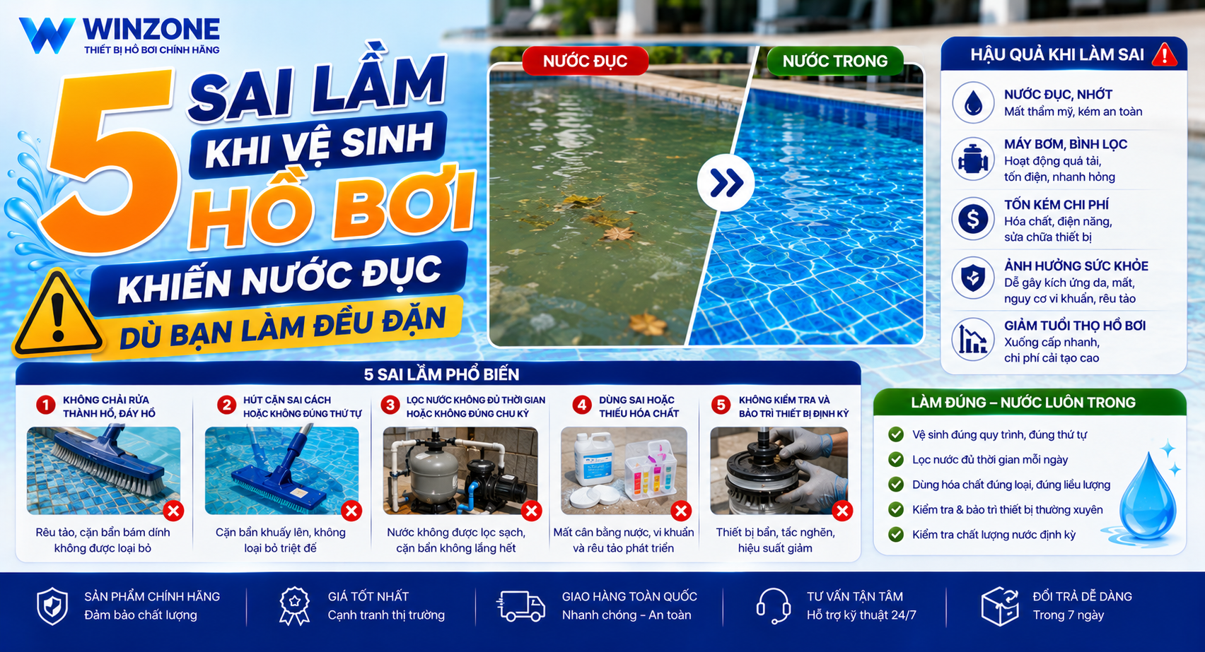 vệ sinh hồ bơi