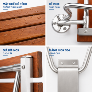 Ghế Gỗ Gấp Gắn Tường Phòng Xông Hơi Ướt