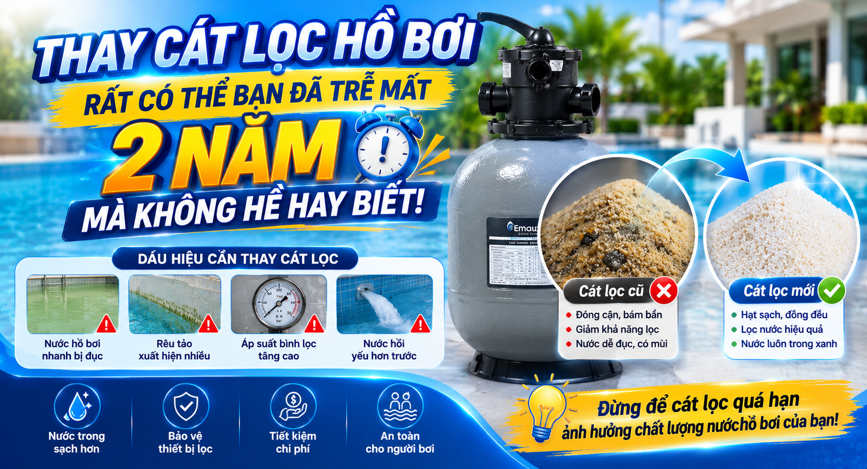 thay cát lọc hồ bơi