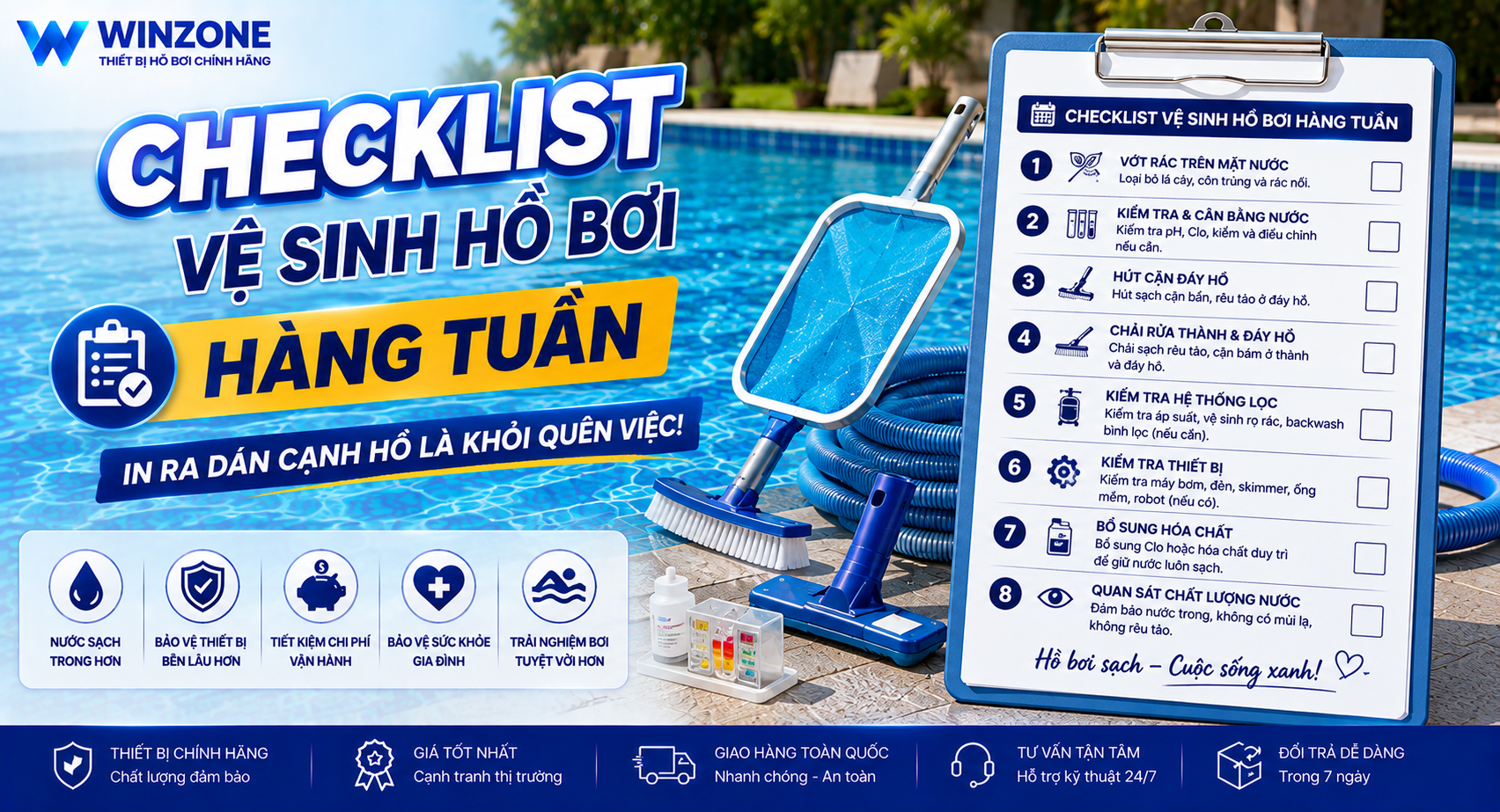 vệ sinh hồ bơi