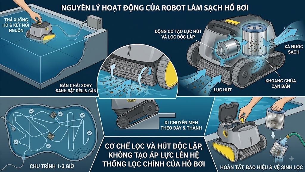robot vệ sinh hồ bơi