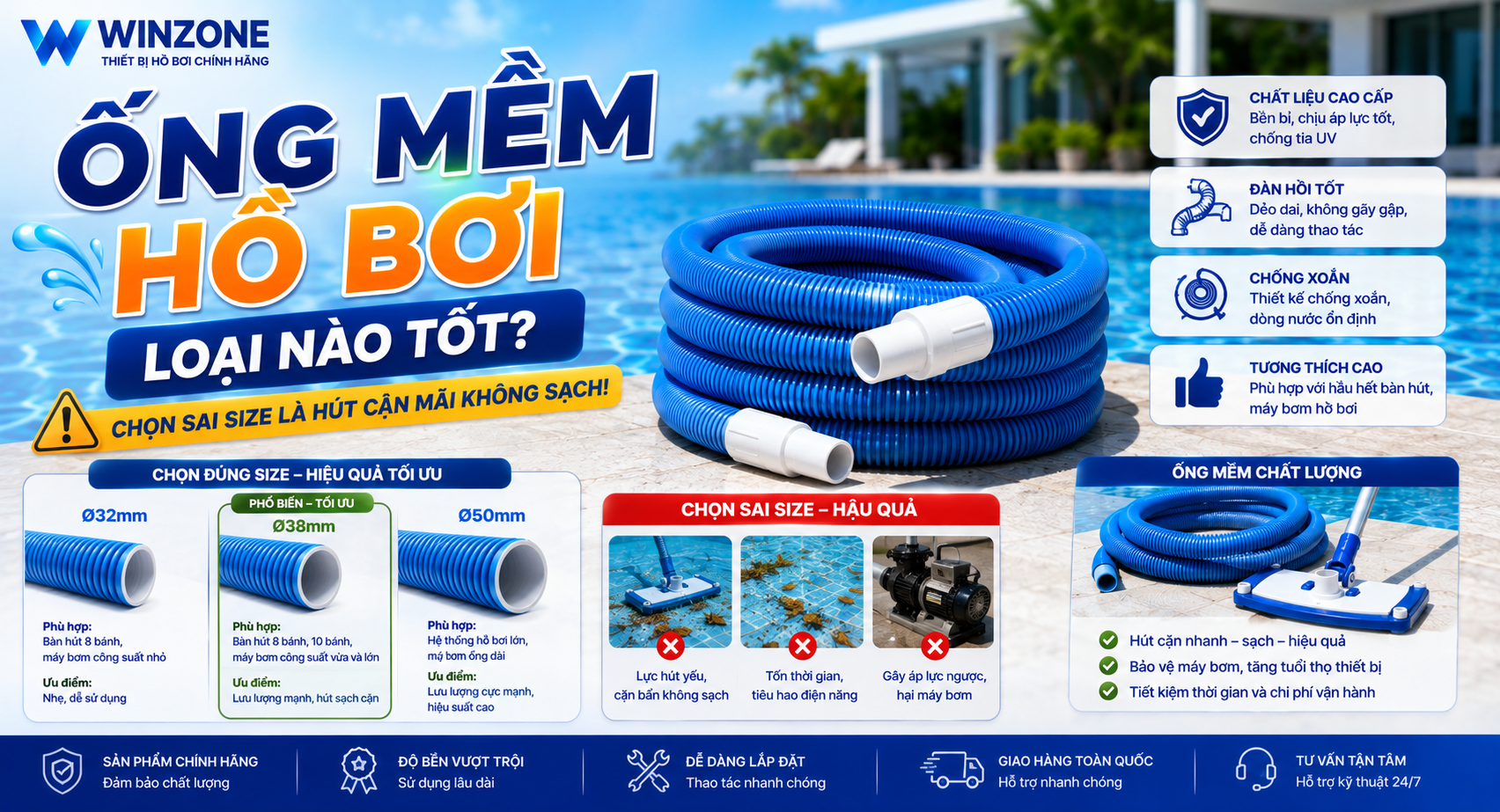 ống mềm hồ bơi