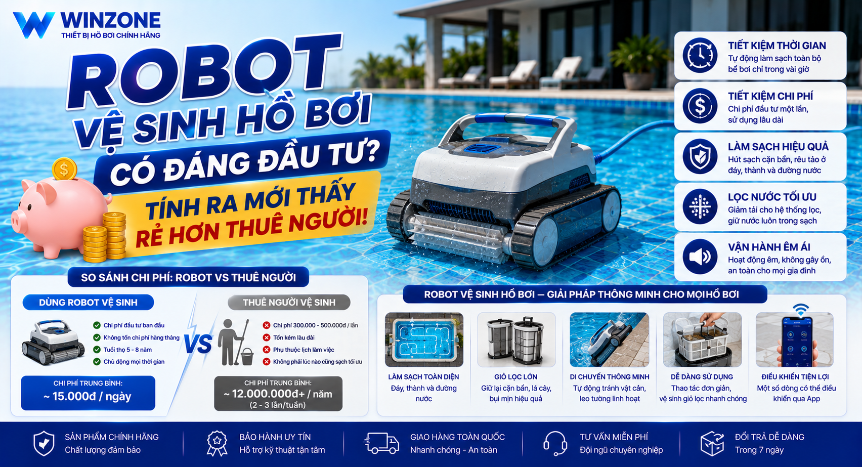 robot vệ sinh hồ bơi