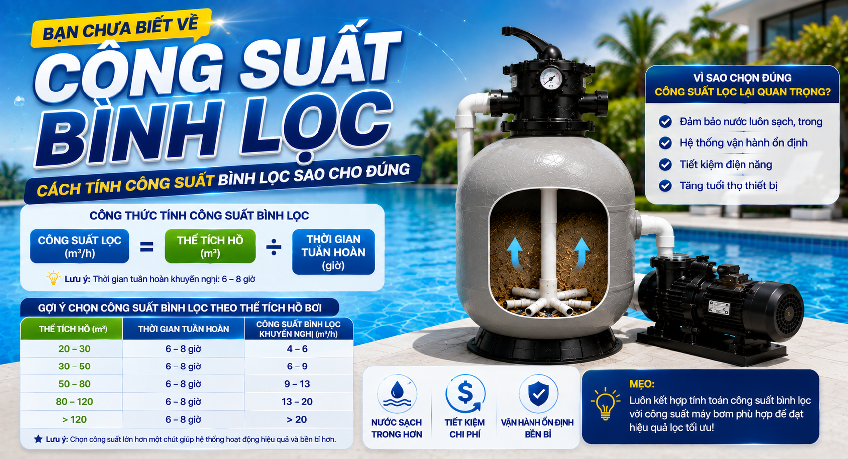công suất bình lọc