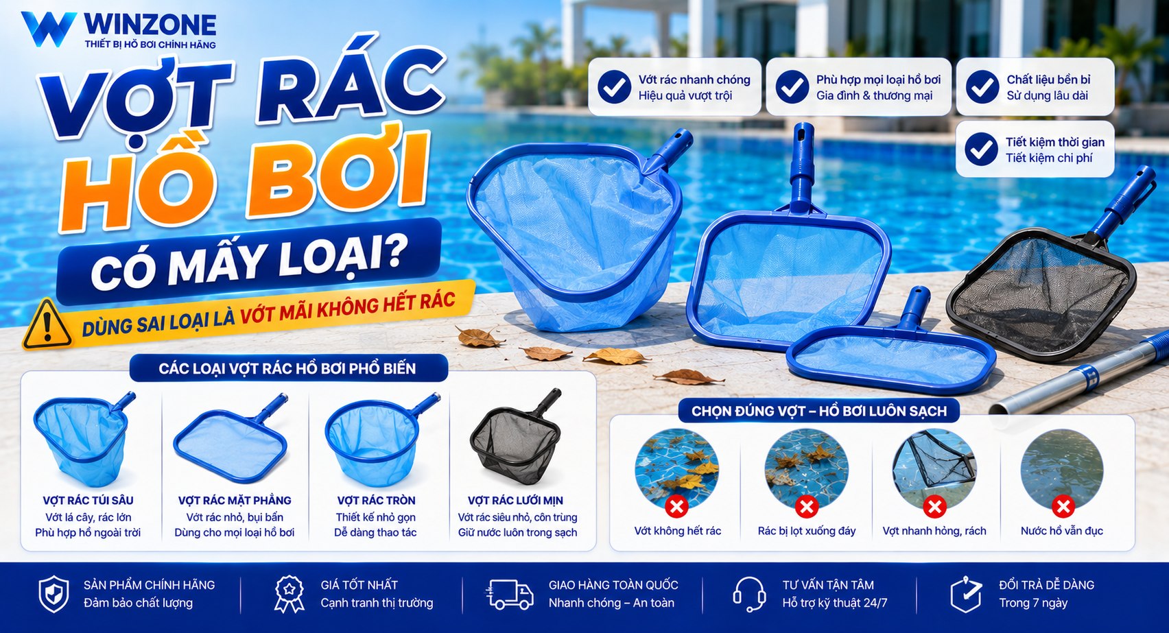 vợt rác hồ bơi