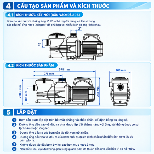 Máy Bơm Bể Bơi Laswim WL-HLVSP