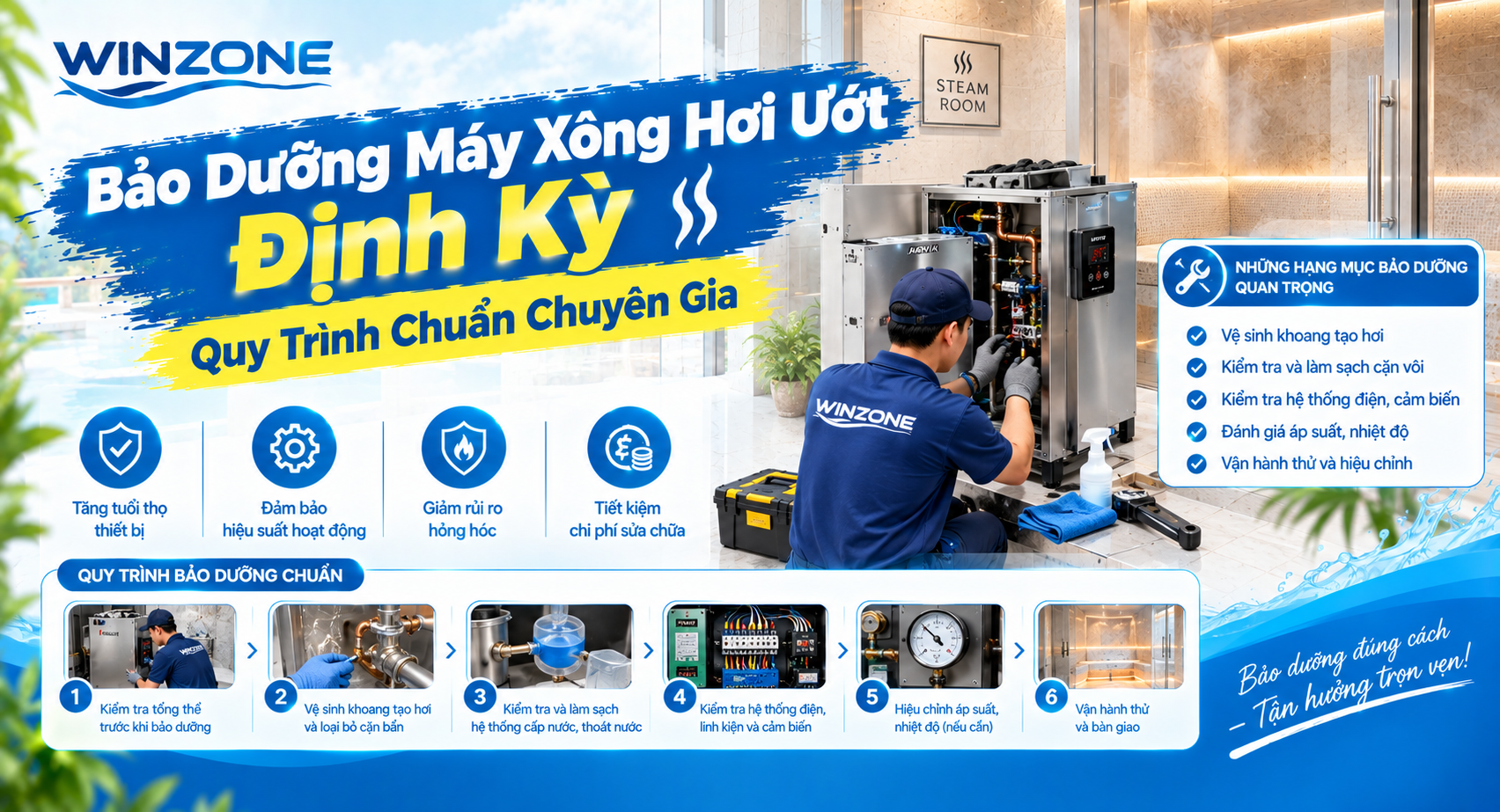 bảo dưỡng máy xông hơi ướt