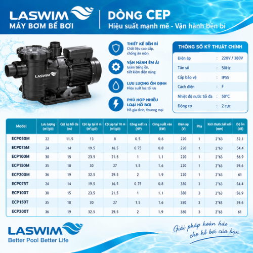 Máy Bơm Bể Bơi Laswim WL-CEP