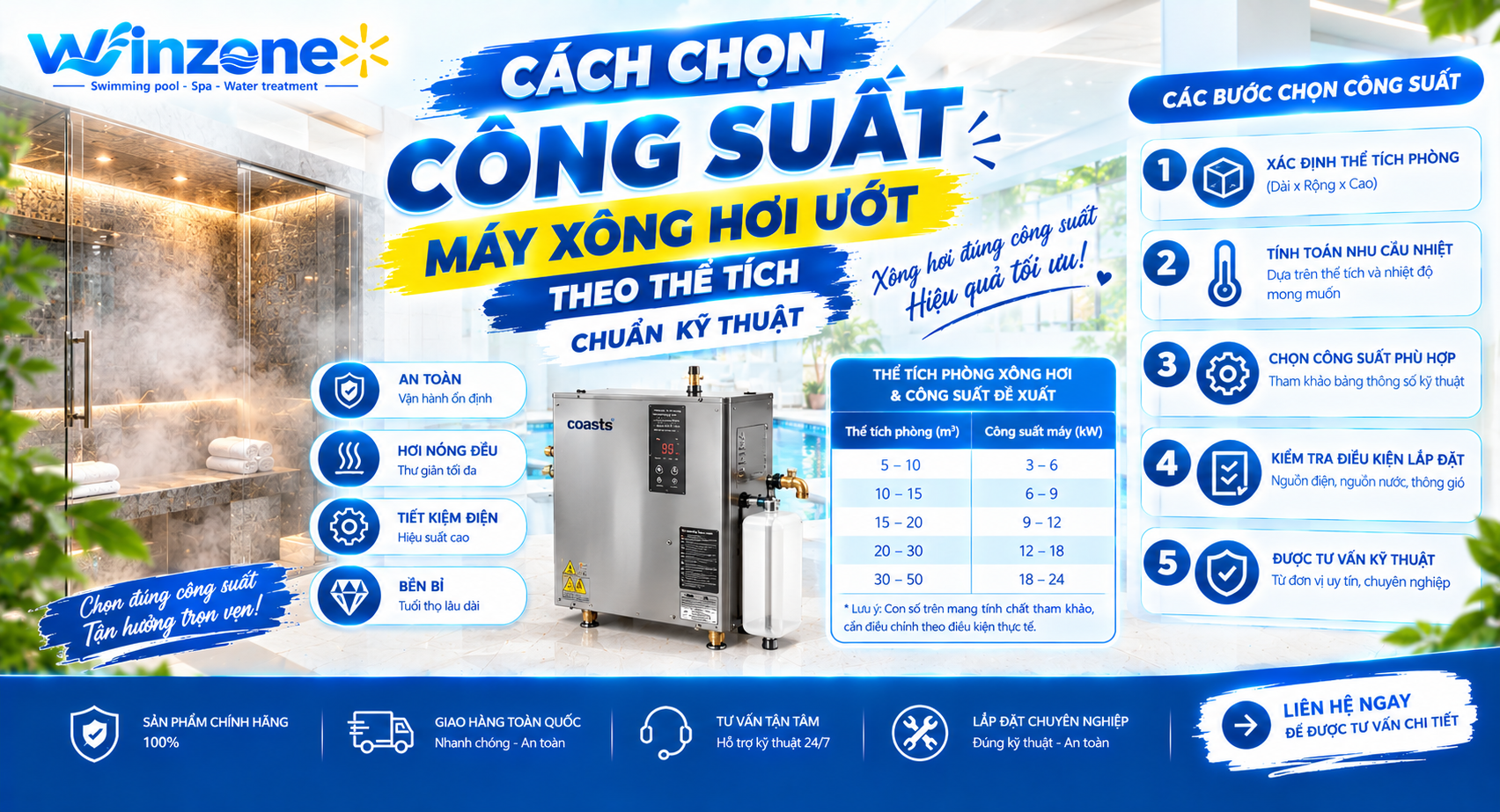 chọn công suất máy xông hơi ướt