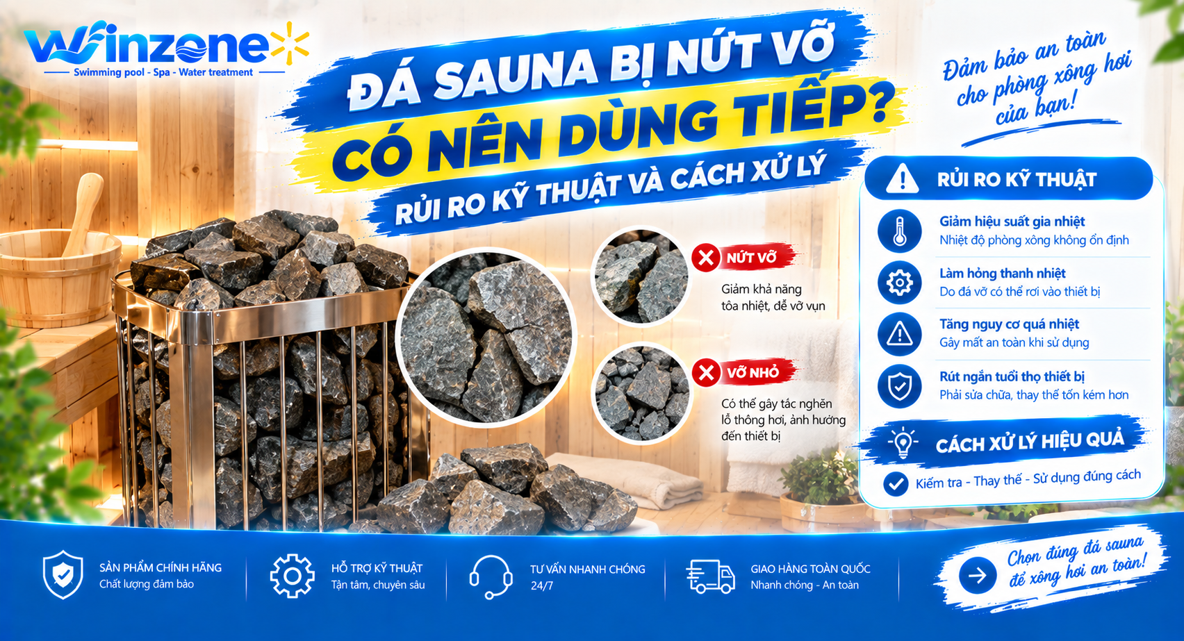 đá sauna bị nứt