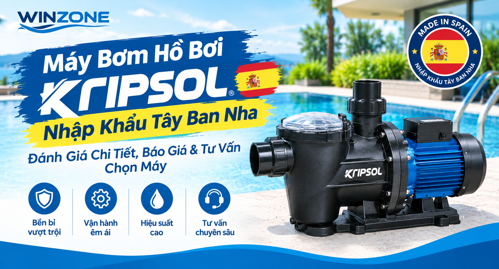 máy bơm hồ bơi Kripsol nhập khẩu Tây Ban Nha
