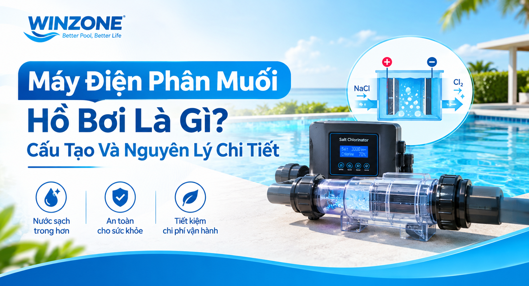 máy điện phân muối hồ bơi