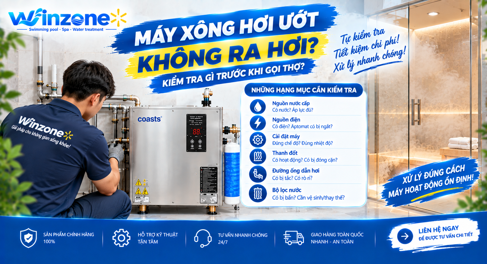 máy xông hơi ướt không ra hơi