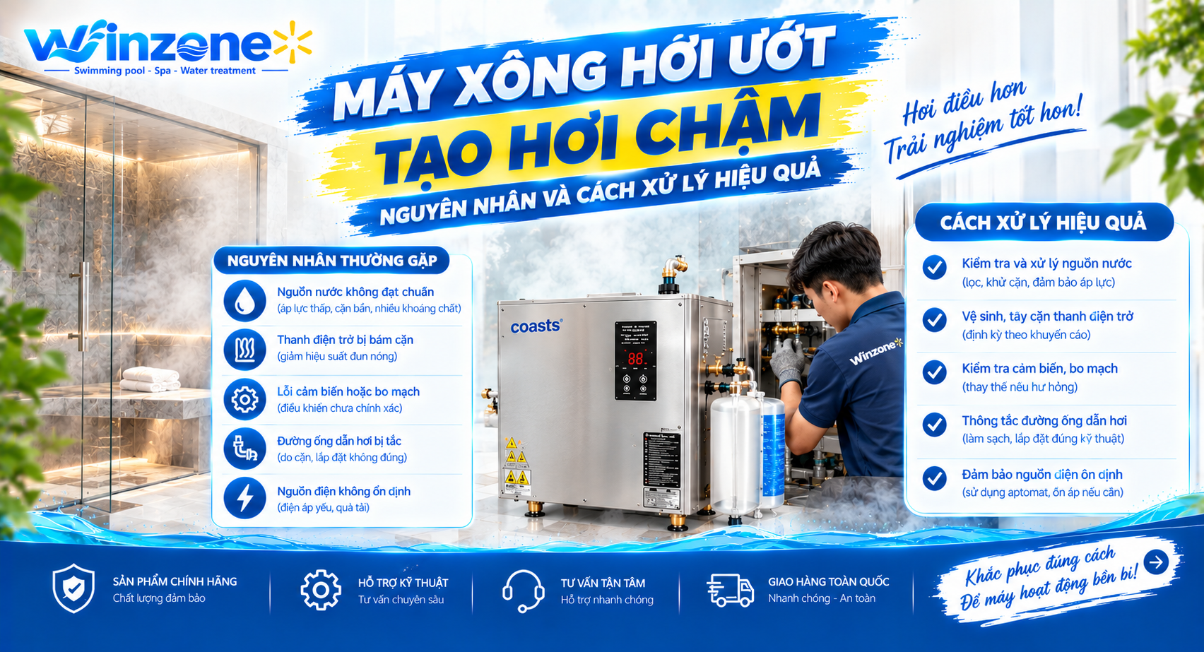 máy xông hơi ướt tạo hơi chậm
