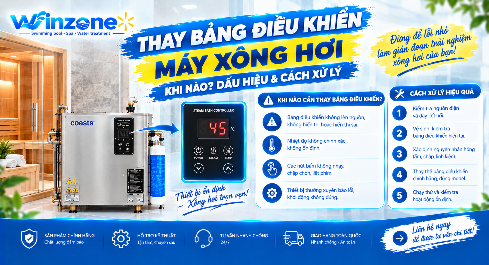 thay bảng điều khiển máy xông hơi