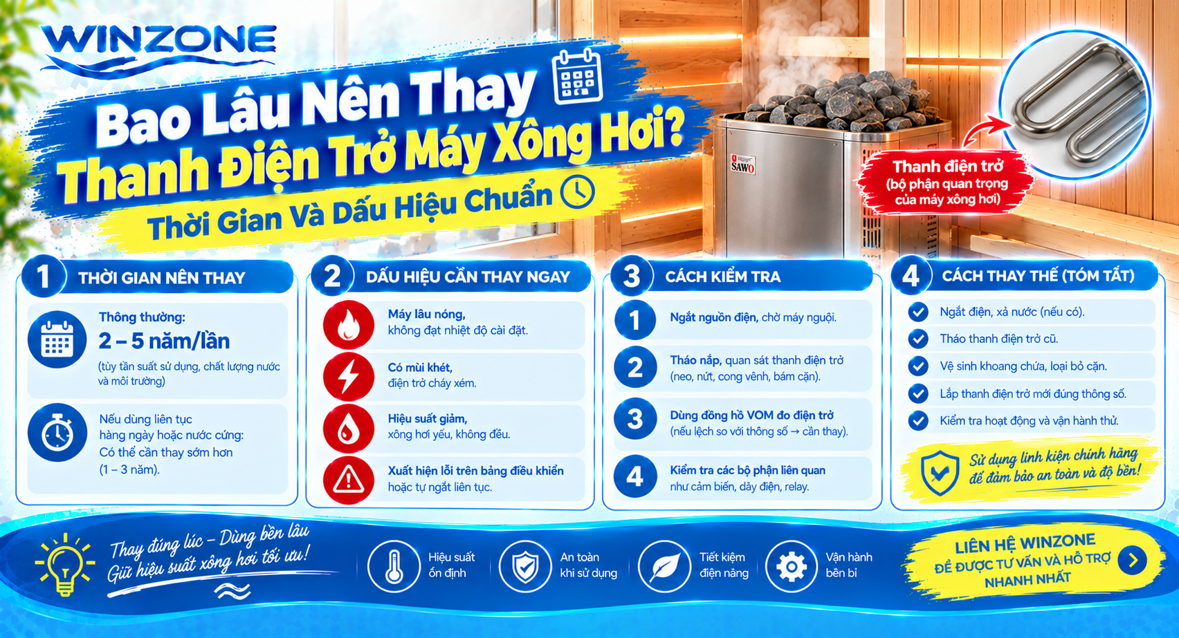 thay thanh điện trở máy xông hơi