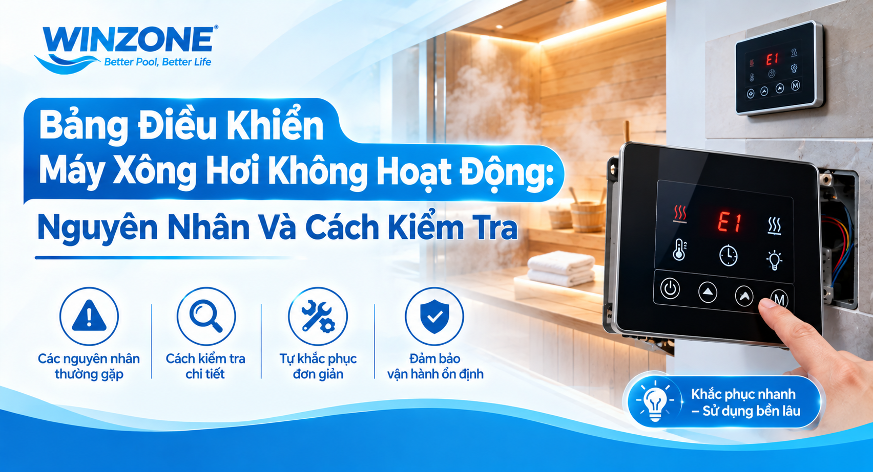 bảng điều khiển máy xông hơi không hoạt động