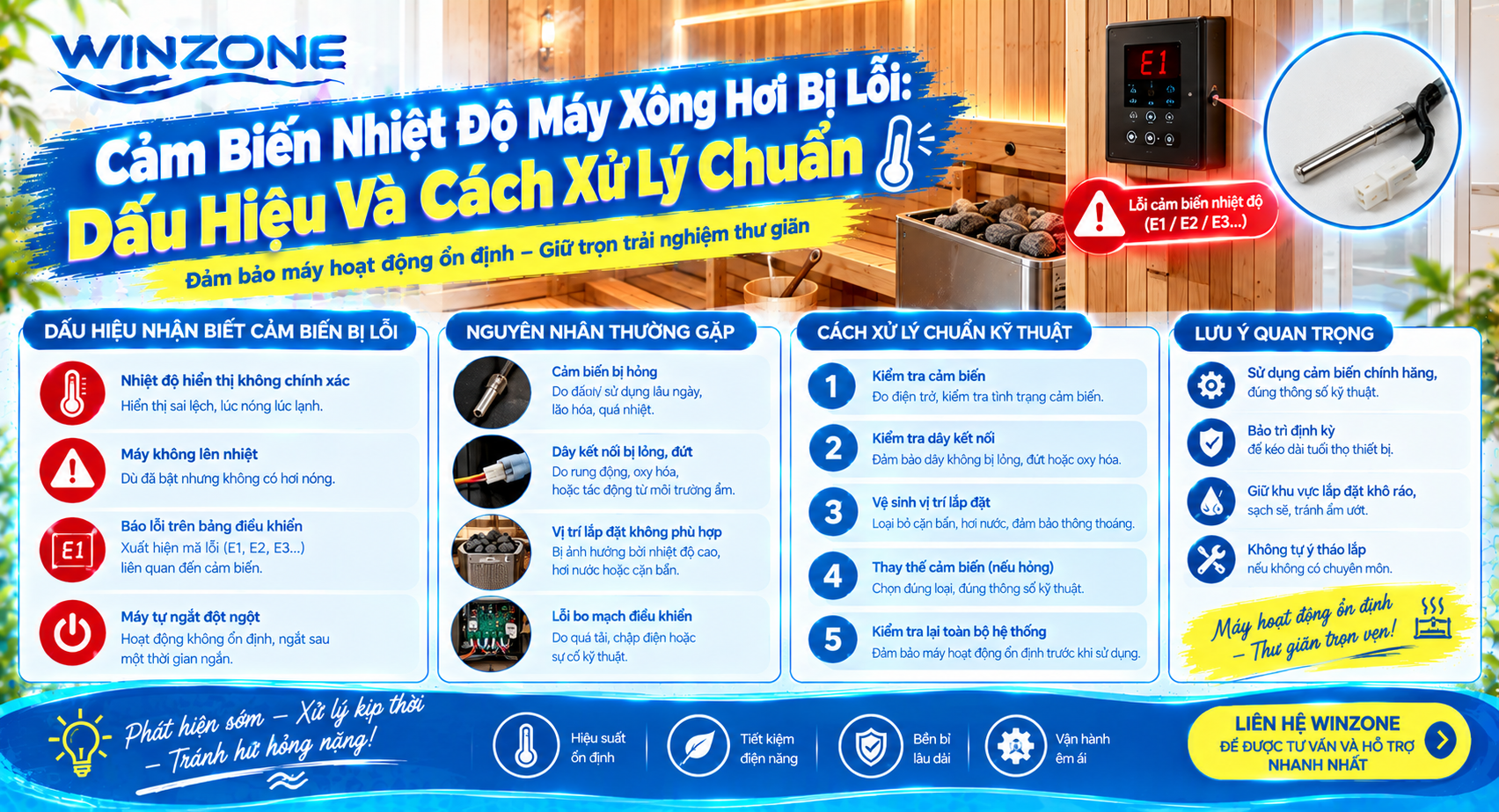 cảm biến nhiệt độ máy xông hơi bị lỗi