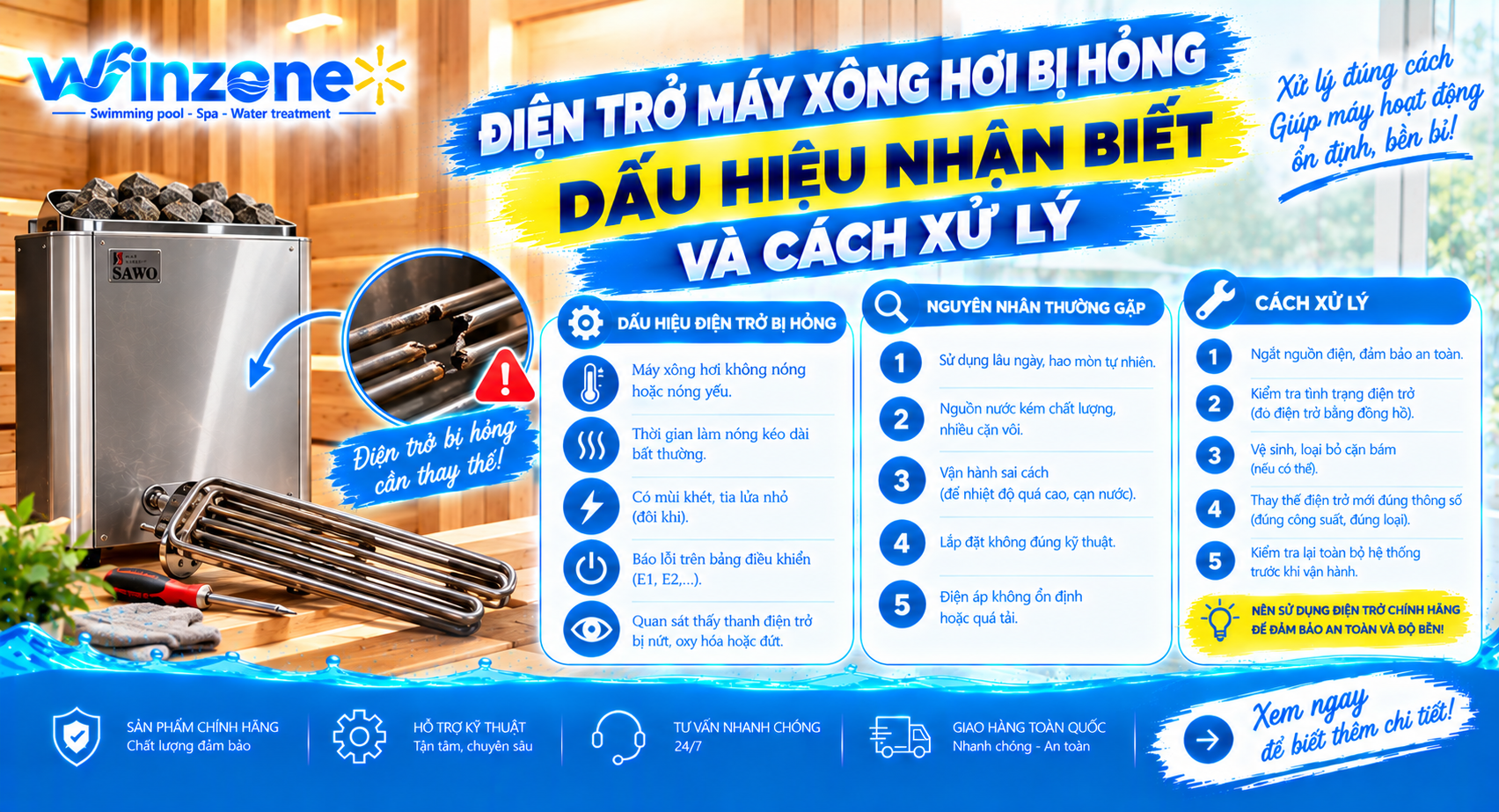 điện trở máy xông hơi bị hỏng