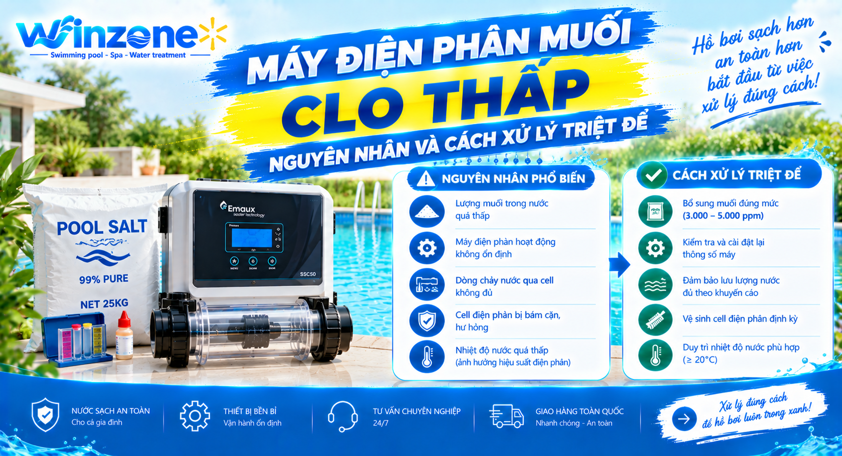 máy điện phân muối clo thấp