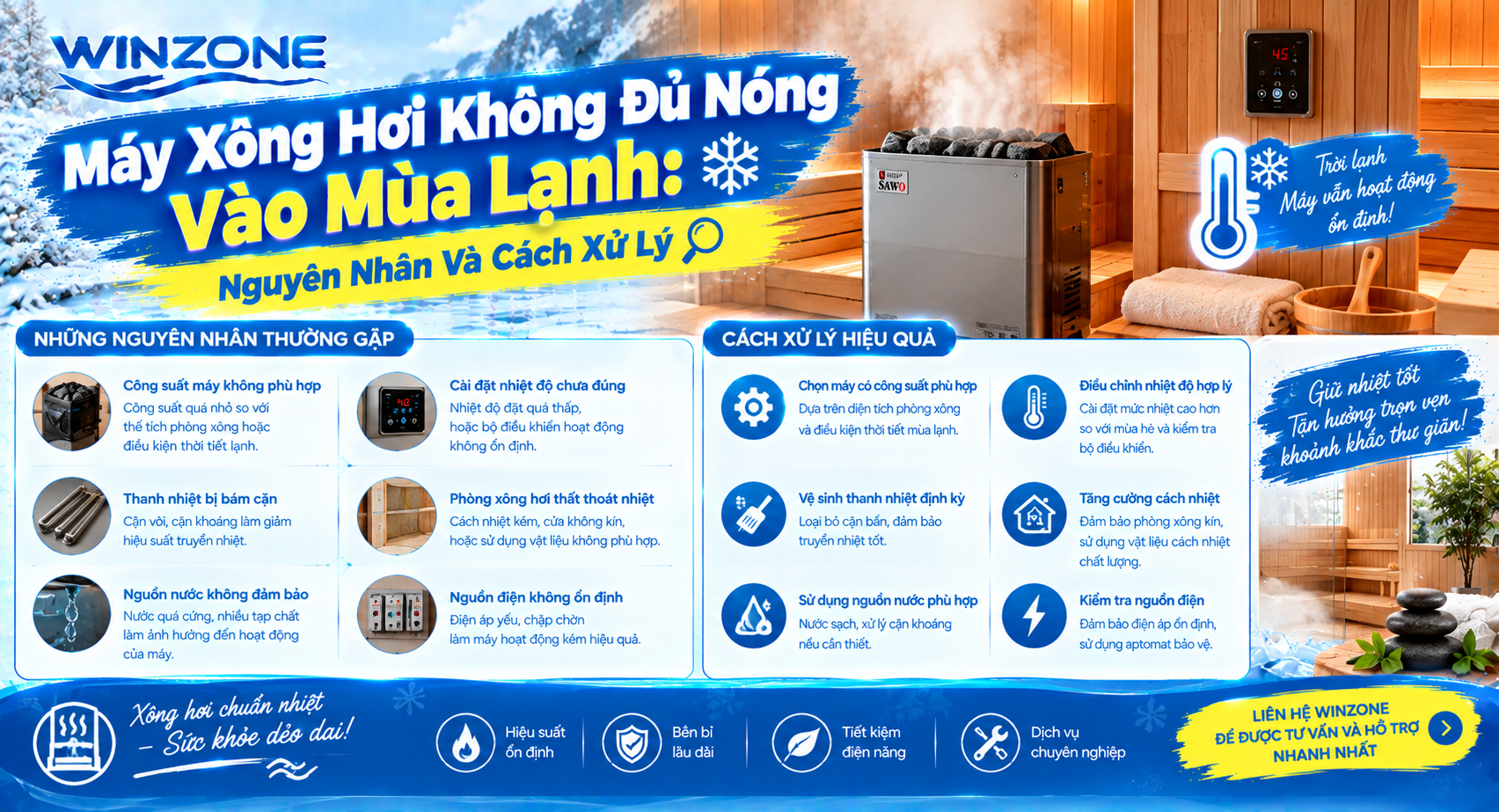 máy xông hơi không đủ nóng