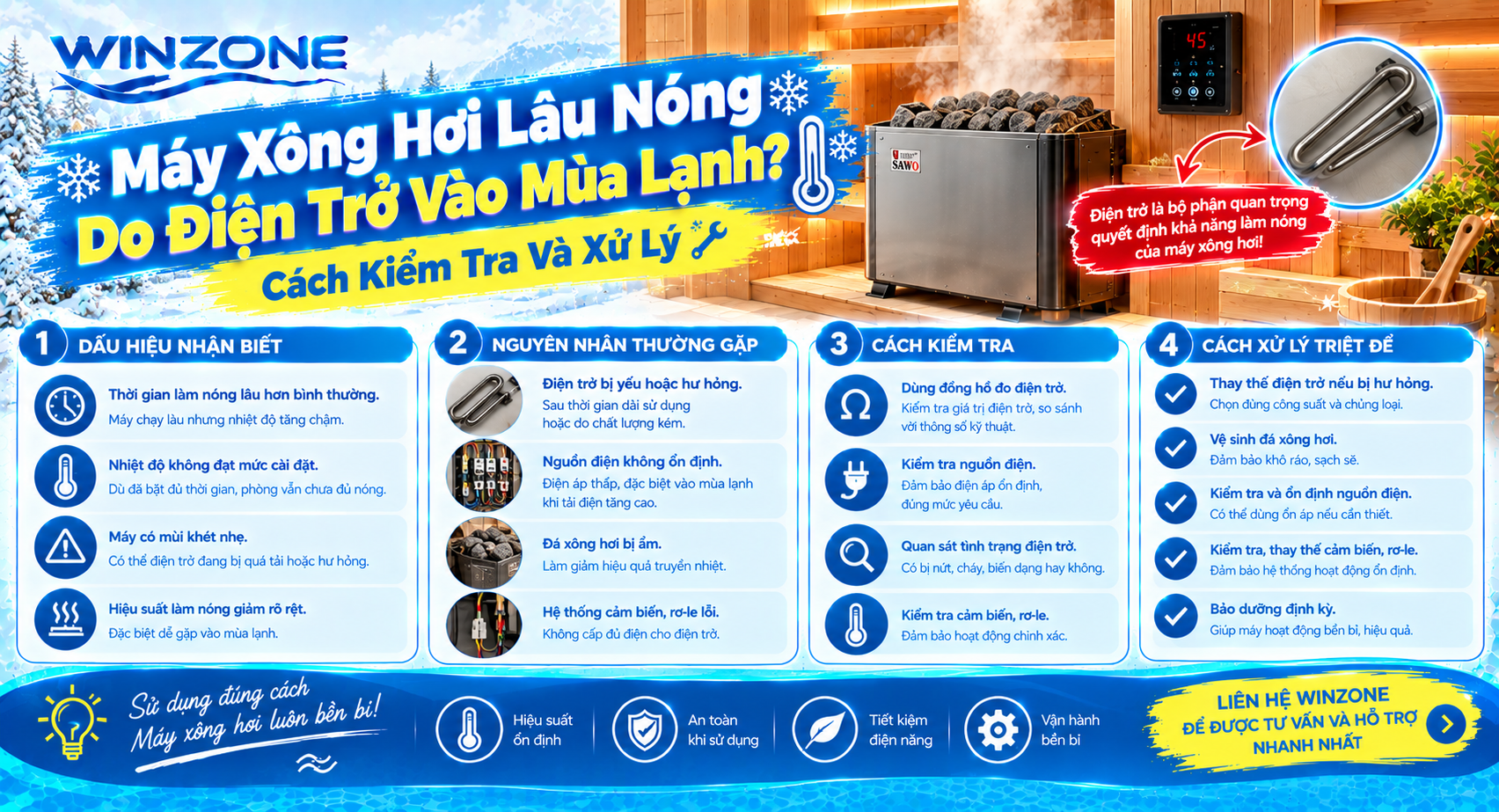 máy xông hơi lâu nóng do điện trở