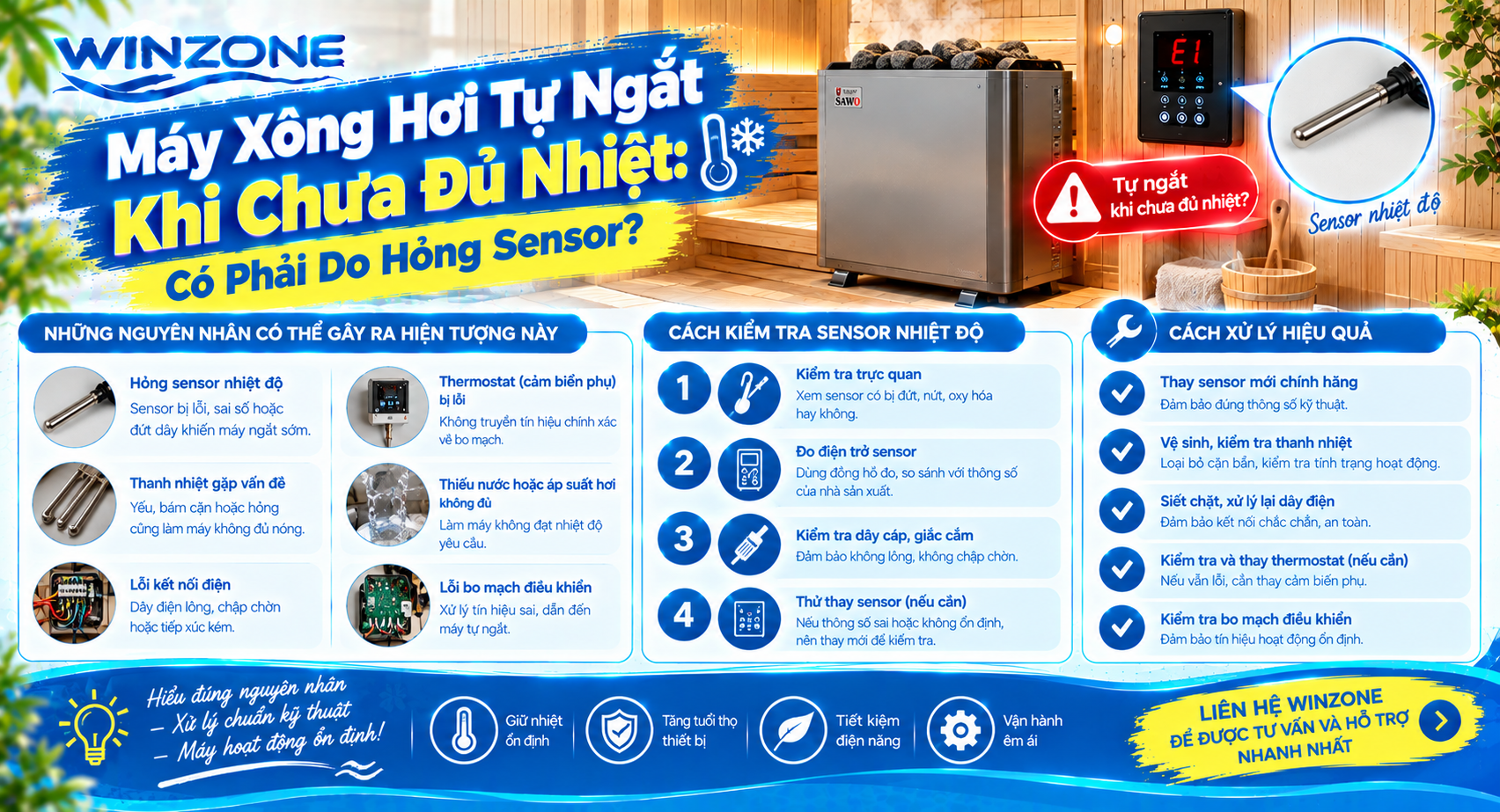 máy xông hơi tự ngắt khi chưa đủ nhiệt