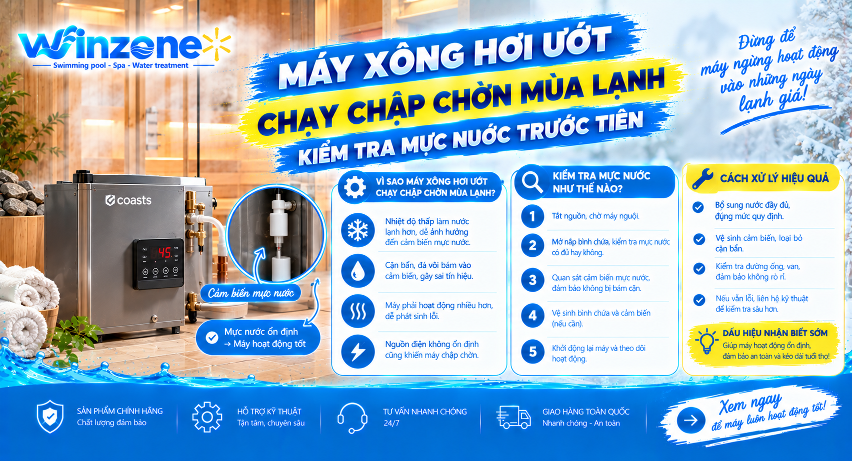 máy xông hơi ướt chạy chập chờn