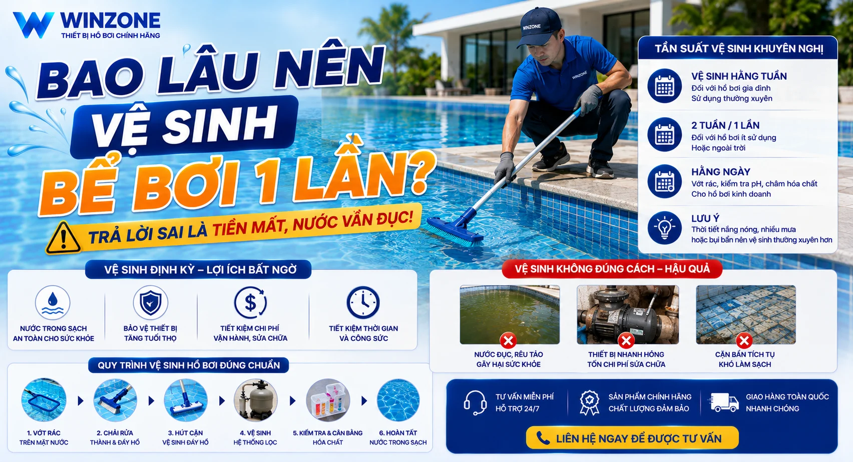 vệ sinh bể bơi